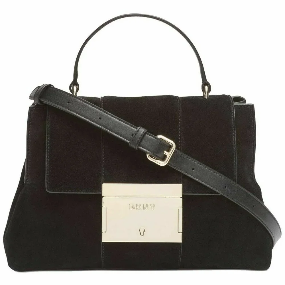 DKNY Adam Black Leather Top Handle Satchel Bag Handbag $298